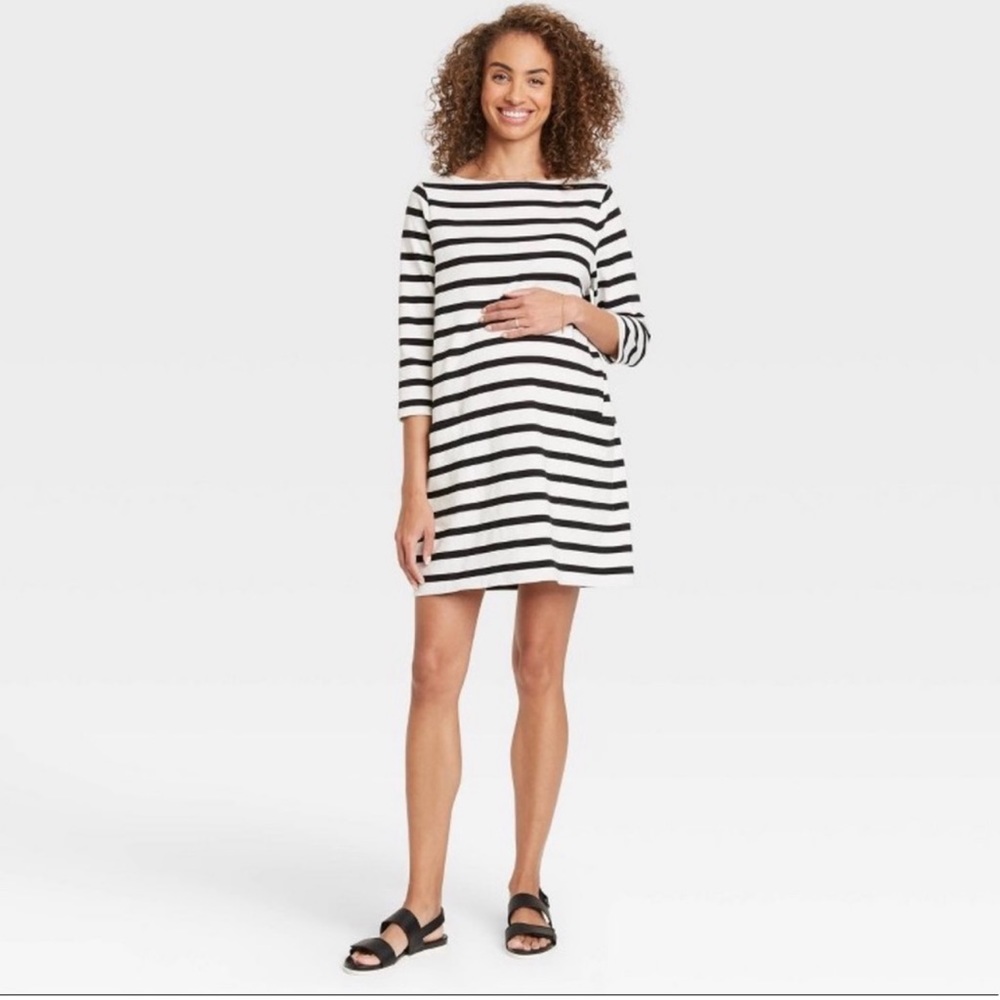 NWT Nines by Hatch Striped 3/4 Sleeve Maternity Dress